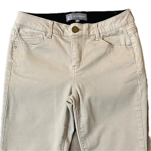 Nordstrom Wit & Wisdom Khaki 'Ab'Solution High Waist Ankle Skinny Pants Size 0 - Picture 7 of 10